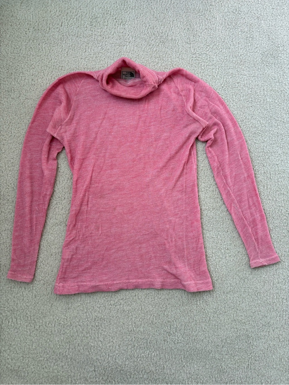 Vintage 70s The North Face Brown Label Pink Knit Turtleneck Sweater Size M USA